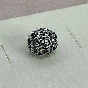 Pandora Sterling Silver Hearts All Over Openwork Heart Charm Bead #790964